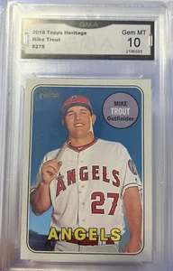 Mike Trout 2018 Topps Heritage # 275 Graded Gem Mint 10 Los Angeles Angels  - Picture 1 of 2