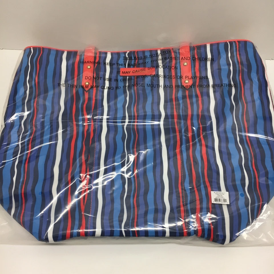 NWT Vera Bradley Preppy Poly Tote in Cobalt Stripe - Image 1 of 1