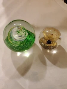 Art Glass Paperweights Lot of 2 - Picture 1 of 9