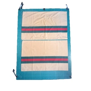 Vintage High End Fashion Inspired Beige with Green and Red Stripe Pillowcase - Picture 1 of 6