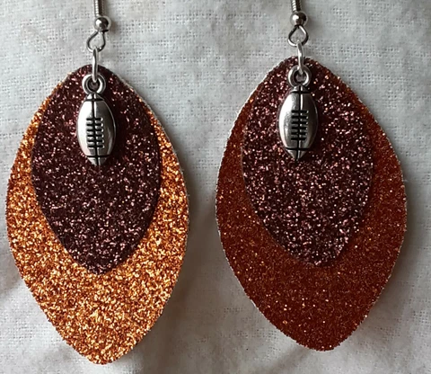 Cleveland Browns *Bling* Glitter Double Sided Faux Leather Earrings Cover