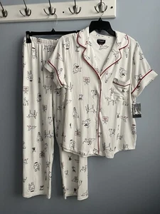 Kate Spade Dog Prints 2 PC Top & Long Pants PJ Set Small $78 New - Picture 1 of 6