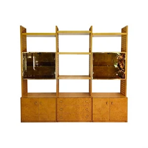 Gianluigi Gorgoni Display Unit 1970s Cabinet Vintage Burl Smoked Glass Rizzo 80s - Picture 1 of 20