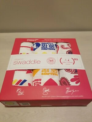 Lote de 3 mantas envolventes Aden+Anais (producto) rojas nuevas con etiquetas orgánicas edición especial.  Foto 1 de 4