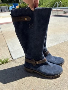 Naturalizer Women's Knee High Blue Suede Riding Boot wide calf size 6.5 - Picture 1 of 10