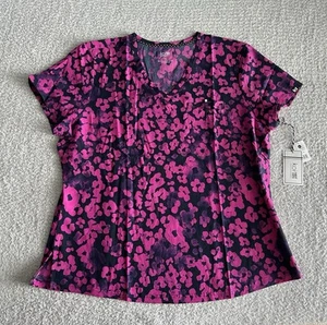 Koi Next Gen Scrub Top Women’s Sz XL Pink Cheetah Azalea Stretch Nursing Medical - Picture 1 of 10