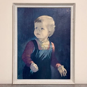 Vintage Mid Century Kindheit Kunstdruck Anna Zinkeisen weinender Junge gerahmt 60er - Bild 1 von 17