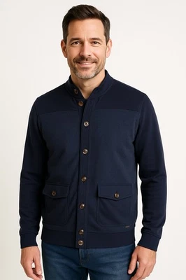 Cárdigan Ted Baker Waltar Para Hombres Talla 5 US XL Azul Marino Algodón Bolsillos Silencioso Lujo Foto 1 de 4