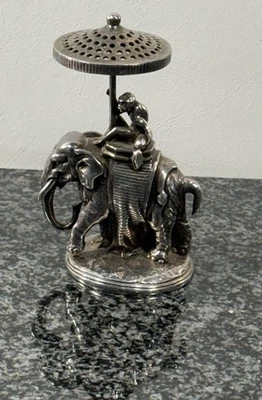 Soporte para palillo de dientes placa de plata Indra elefante y mono Christofle vintage RARO Foto 1 de 4