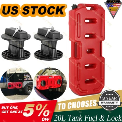 Contenedor de gasolina de 20L 5 galones lata de combustible de respaldo tanque o cerradura para Jeep SUV ATV Foto 1 de 4