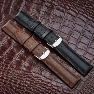 Leather and cowhide watch with waterproof Nappa pattern 12/14/16/18/20/22/24mm - Picture 1 of 21