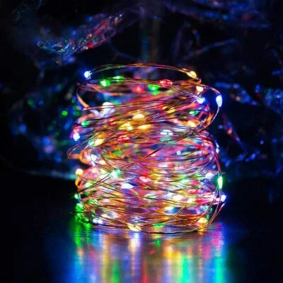 Solar 100LED Powered Rope Copper Wire String Fairy Strips Lights Outdoor Garden - Image 1 of 4