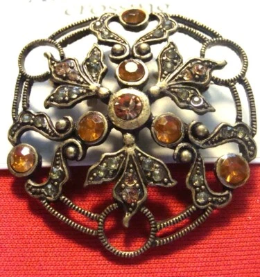 ACCESORIO CRUCE DAMAS PIN/BROCHE-NUEVO-ÁMBAR/PIEDRAS-ASPECTO ESTAÑO/BARROCO Foto 1 de 4