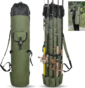 Waterproof Canvas Fishing Rod Bag – Portable Pole Holder & Tackle Case - Picture 1 of 8
