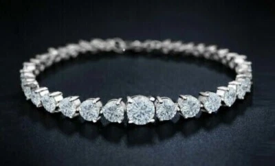 Round Cut 11CT Lab-Created Diamond 14K White Gold Over Tennis Bracelet - Image 1 of 4