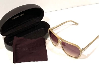 Michael Kors Womens Isla Aviator Sunglasses with Case Blonde Beige MKS293 - Image 1 of 4