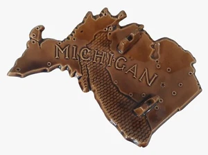 Vintage Ceramic State of Michigan Shaped Ashtray With Cities on Back MCM Kitsch - Picture 1 of 13
