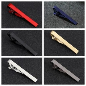 6 PCS Men Solid Plain Tie Clip Metal Necktie Wedding Tie Bar Pin Clasp With Box - Picture 1 of 9