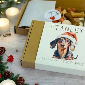 Dachshund Christmas Gift - YOUR DOG BREED - Sausage Dog Christmas Gift Box - Pup - Picture 1 of 11