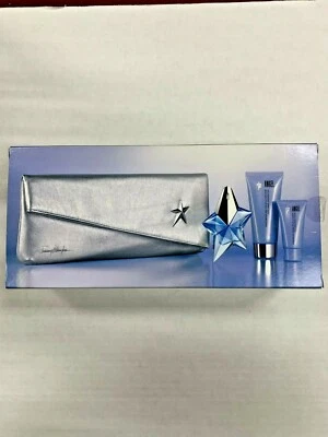 ANGEL by Thierry Mugler 4 peças conjunto 0,8 oz Eau de Parfum spray - gel + creme, embreagem - Imagem 1 de 2