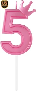 3 Inch Birthday Number Candle, 3D Number Candle with Crown Decor Large Cake Topp - Picture 1 of 7