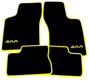 Black velours floor mats for Opel Manta 400  1981-1984  carpet with  yellow  - Picture 1 of 1