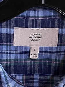 Jack Spade Linen Plaid LONG SLEEVE SHIRT Large L 16.5x35/36 Length 31.5 - Picture 1 of 5