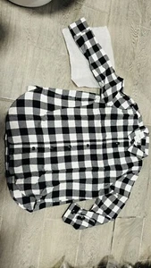 J Crew Shirt Womens Black White Plaid Check Flannel Long Sleeve Shirt Size XL - Picture 1 of 6