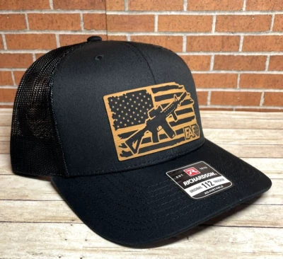 Richardson 112 FAFO Parche de Cuero sintético Sombrero de Camionero, Sombrero de Pistola Táctica, Negro Foto 1 de 4