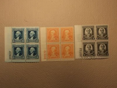 USPS Scott 710 711 712 Washington Bicentennial Issue Plate Block 1932 Mint NH OG - Image 1 of 3