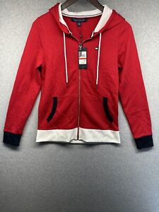 Tommy Hilfiger Womens Hoodie Sweatshirt Size Extra Small Red & White NWT