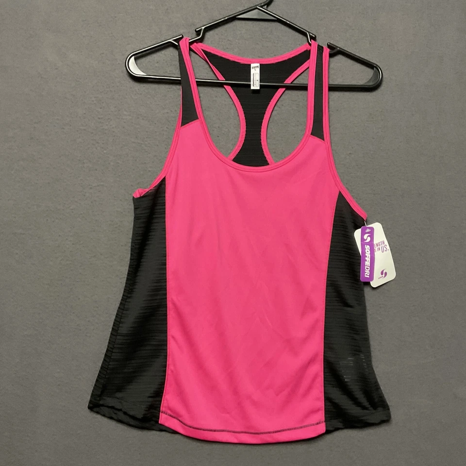 Camiseta sin mangas atlética Soffe Dri Racerback colorblock rosa absorbente de humedad S nueva con etiquetas Foto 1 de 4