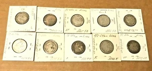 10 1/5 sols Peru ALL Different Dates 1800s silver soles reales Lima Republic - Picture 1 of 2