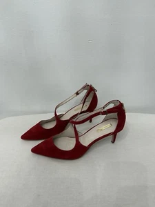 Louise Et Cie Red Velvet Zip Up Pumps Size 10M EUR 40 Party Pointy Toe Heel 3” - Picture 1 of 21