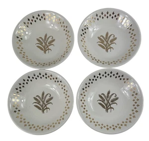 Set 4 ciotole frutta/dessert SCIO China Golden Wheat vintage oro Fleur de Lis - Foto 1 di 9