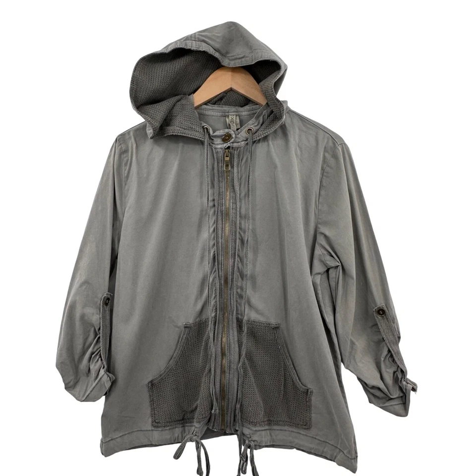 Chaqueta cortavientos utilitaria XCVI cremallera completa para mujer talla grande gris pizarra capucha Foto 1 de 4