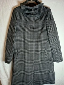 Cappotto donna Lauren Ralph Lauren misto lana taglia 8 nero grigio con cintura collo tasche - Foto 1 di 17