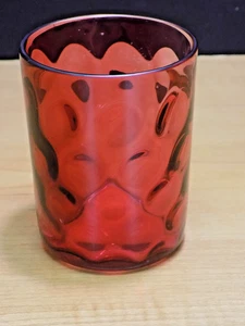 Fenton Cranberry Inverted Thumbprint Coin Dot Optic Glass 3-3/4" Tumbler - Picture 1 of 6