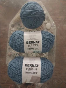 (3) Bernat Maker Home Dec Yarn-Steel Blue 8.8oz 317yds - Picture 1 of 4