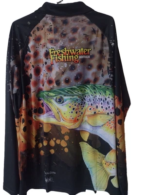 Freshwater Fishing Shirt Medium Rainbow Trout Trevor Hawkins Art UV - Image 1 of 4