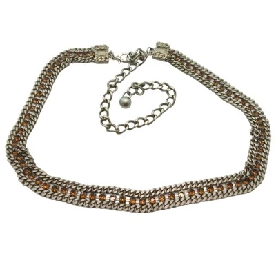 Cinturón cadena metal vintage para mujer pedrería 43 en tonos plateados rock años 80 90 Foto 1 de 4