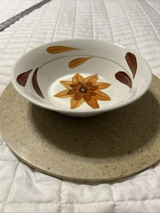Vtg Hand Painted Ironstone Ware Bowl Brown Orange Floral Flowers  1960/Japan - Picture 1 of 8