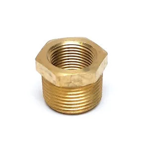 Reducer Bushing 1 inch Male to 3/4 Female Npt Brass Pipe Fitting Water Fuel Gas - Picture 1 of 7