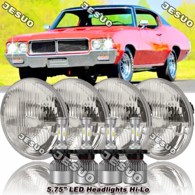 For Buick GS 455 1970-1972 Round 4pcs 5-3/4 5.75"inch LED-Halo Headlights Beam - Image 1 of 4