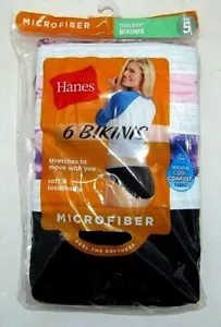 HANES Women's Microfiber Sporty Tagless Bikini #M642SC 6-Pk Sizes 5-9 - Picture 1 of 2
