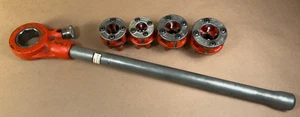 NICE - RIDGID 0-R Pipe Ratchet Threader w/ 4 Dies - 1/4" 3/8" 1/2" 3/4" Cutters - Picture 1 of 19