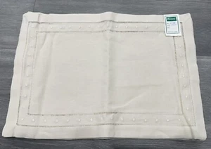 6 Pcs Beige 14x20" Hemstitch Cotton Linen Table Placemats Wedding Napkins - Picture 1 of 3