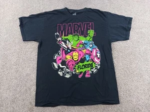 Marvel Comics Superheros Florida T Shirt Mens L Black Short Sleeve Hulk Thor - Picture 1 of 9