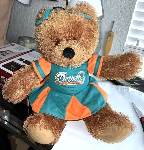 MIAMI DOLPHINS  19 in.Tall  Soft Plush Cheerleader Bear w Logo SEE DETAILS oc Cover