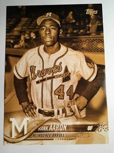 Actualización Topps 2018 impresión corta SP Jumbo 5x7 Hank Aaron Braves US44 dorado/10 - Imagen 1 de 1